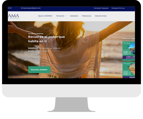 Imagen representativa del caso de éxito SAAMA mostrando el nuevo ecosistema digital y los dashboards de conversión creados por Laura Perarnau para escalar la formación online con datos y control.